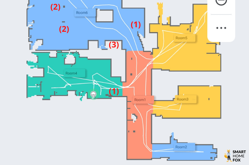 Karte von der Wohnung wird in der Roborock Q7 Max App angezeigt